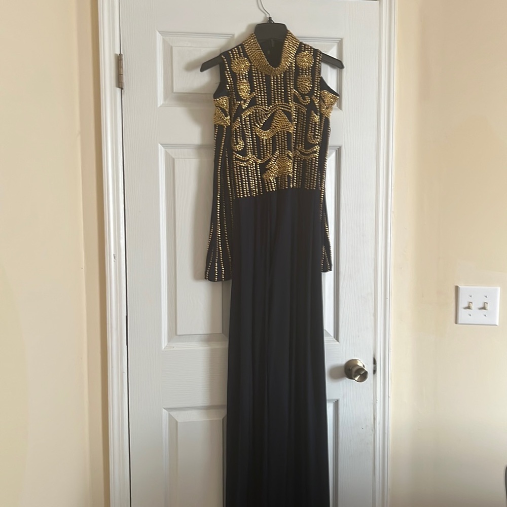 Navy blue formal jumpsuit, very good condition size medium.